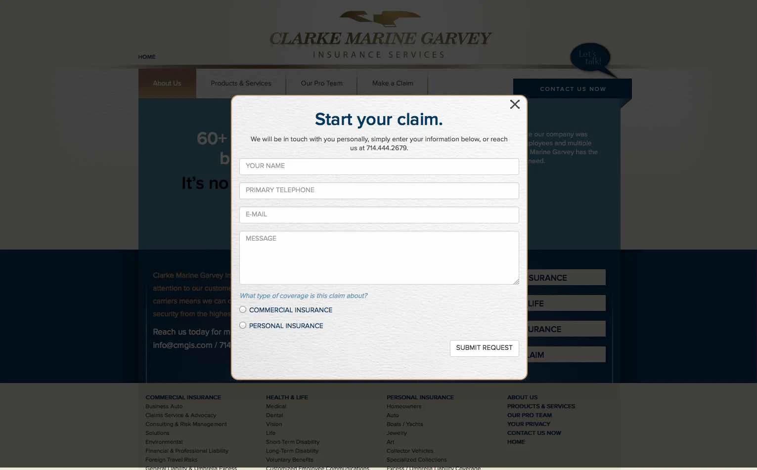Clarke Marine Garvey - Insurance Services claim form