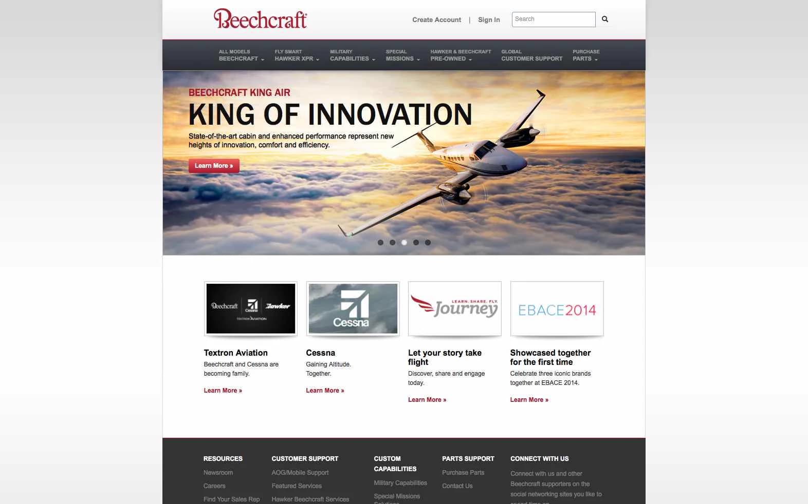 Hawker Beechcraft - Corporate Rebrand homepage