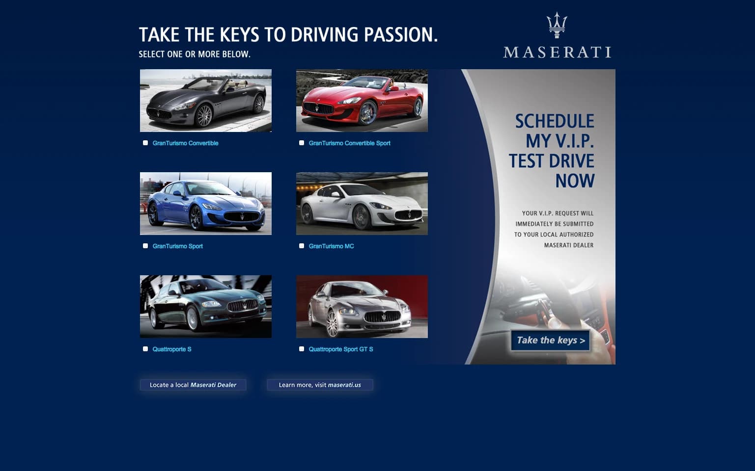 Maserati - Concierge model selection