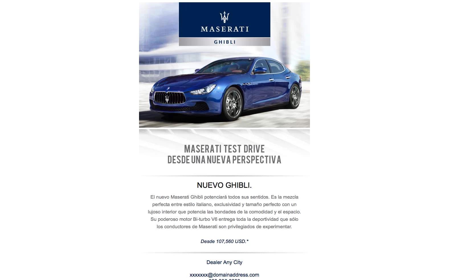 Maserati - Campaign Emails & Microsites Ghibli email