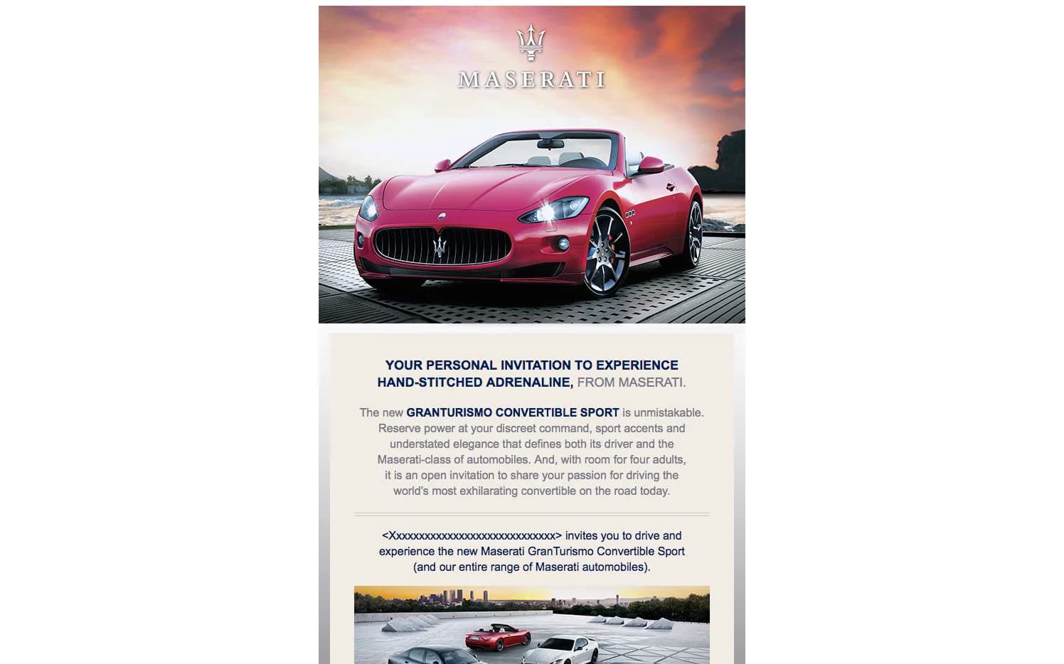 Maserati - Campaign Emails & Microsites GranTurismo email
