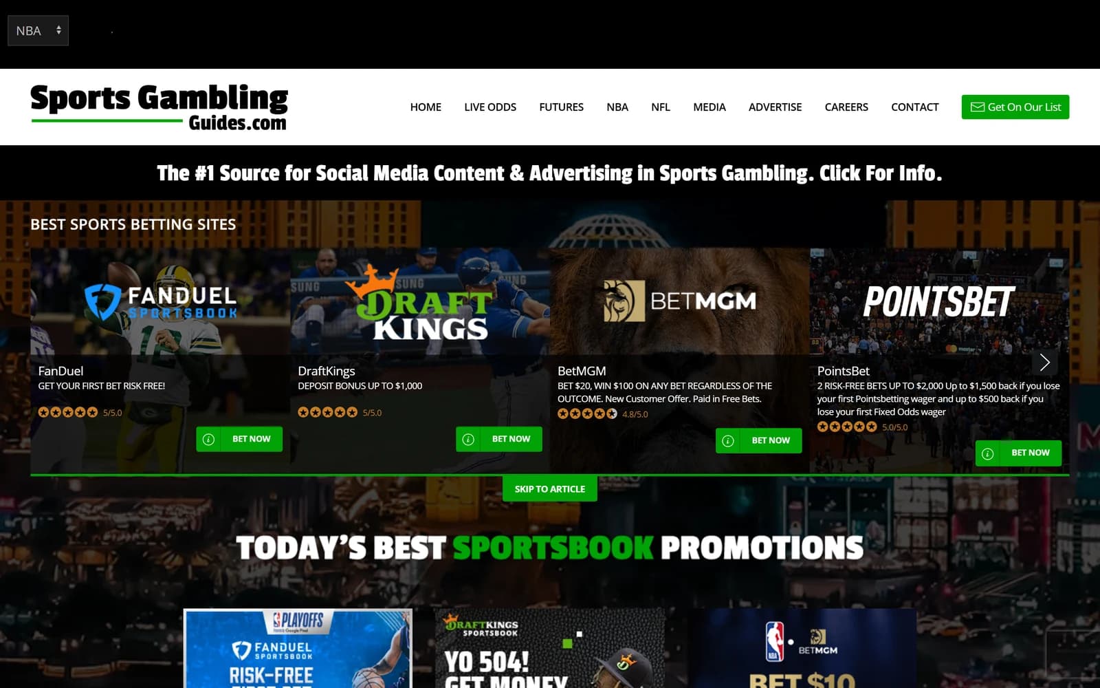 Sports Gambling Guides - Live Odds & Futures sportsbook comparison tables