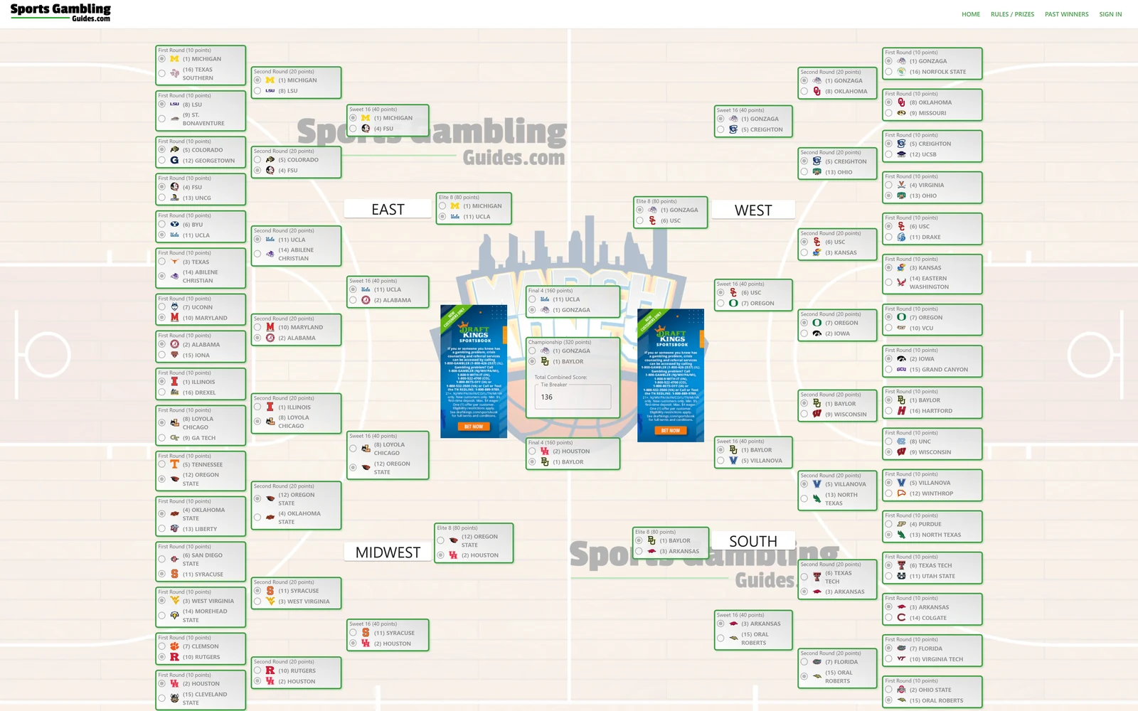 Sports Gambling Guides - Bracket Challenge NCAA bracket